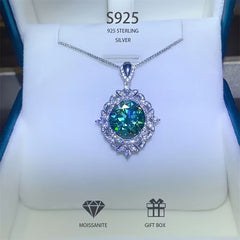 S925 silver 5 carat green moissanite pendant