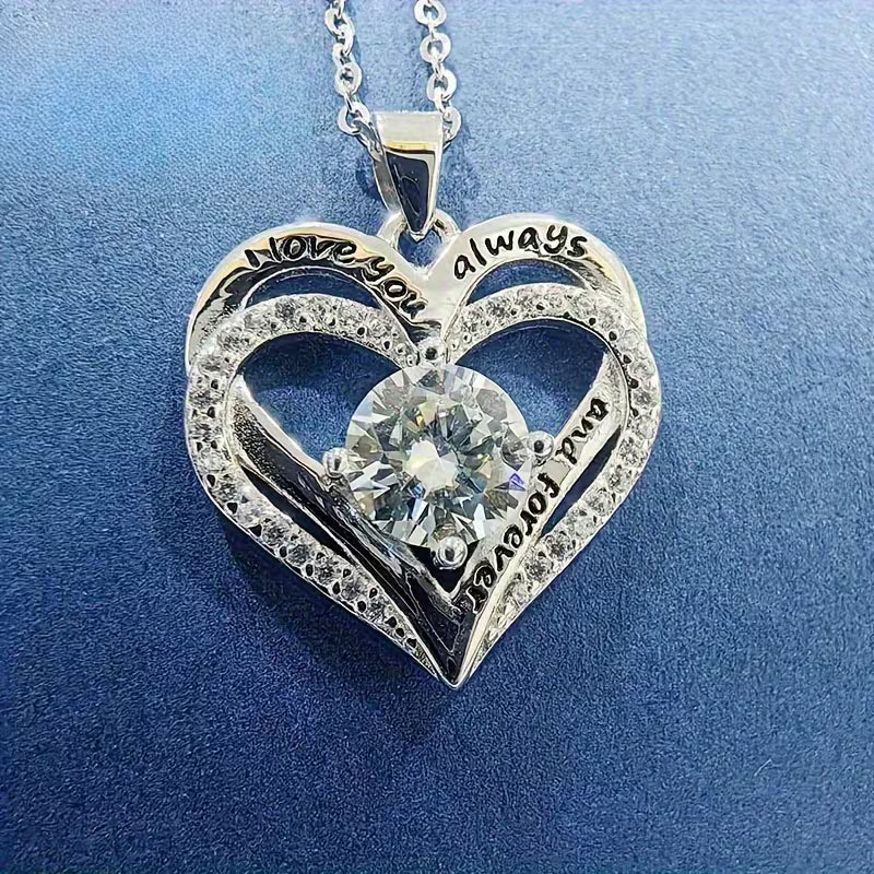 925 silver 1 carat moissanite heart pendant necklace