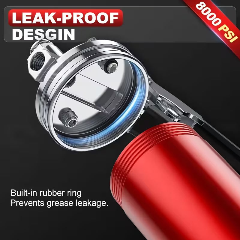 8000 PSI heavy-duty grease gun kit with locking coupler