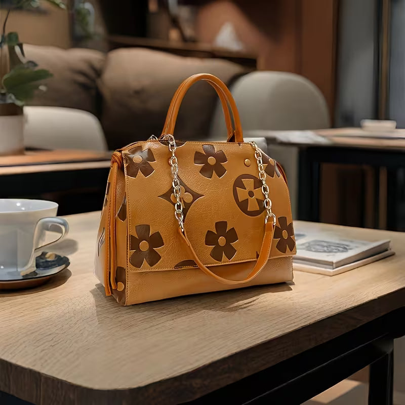 Women's Floral Embossed Tote Bag interior view
