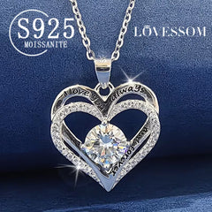 925 silver 1 carat moissanite heart pendant necklace