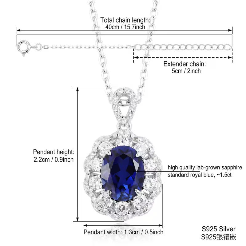 S925 silver lab-grown stone necklace
