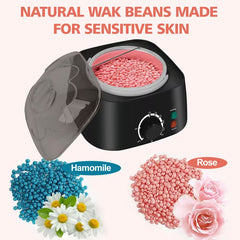Hard wax warmer kit with wax beans and accessories