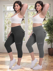 High-waist yoga capri pants with tummy control
