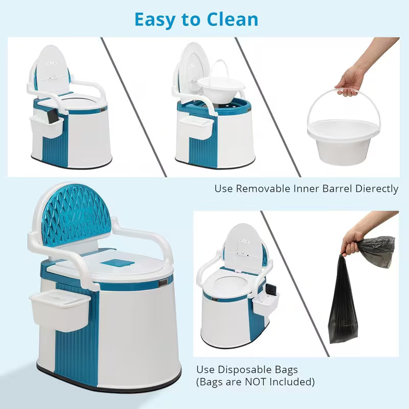 Portable 5-Gallon Camping Toilet with Backrest