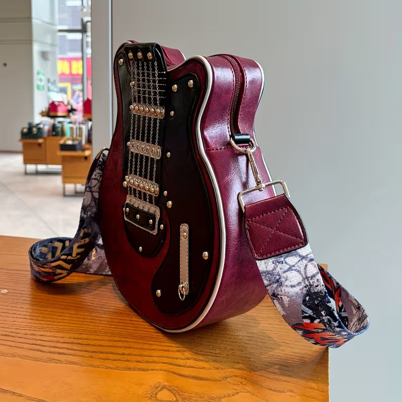 Y2K guitar-shaped crossbody shoulder bag