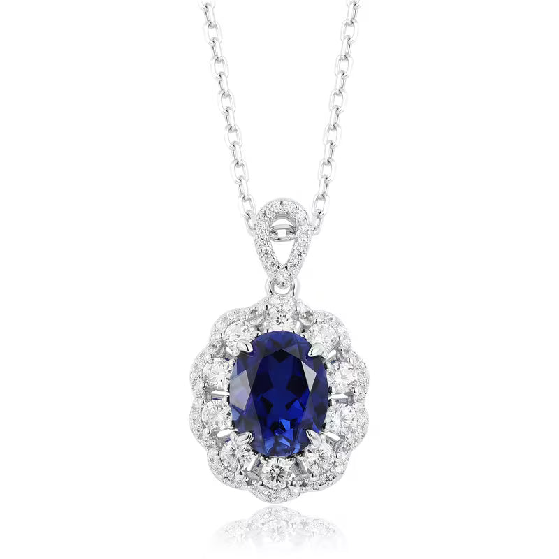 S925 silver lab-grown stone necklace