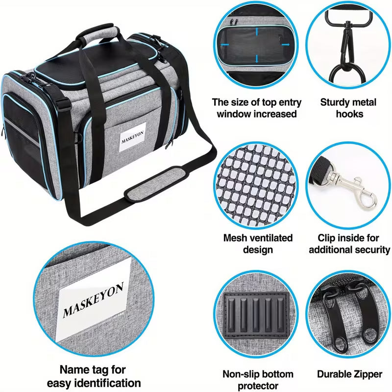 Airline-Approved Expandable Pet Carrier – Soft-Sided with Removable Fleece Pad