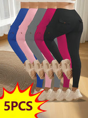 5-piece high-waisted shaping yoga pants set