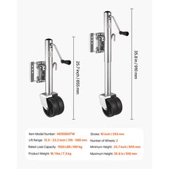 Heavy-duty swivel boat trailer jack with wheel