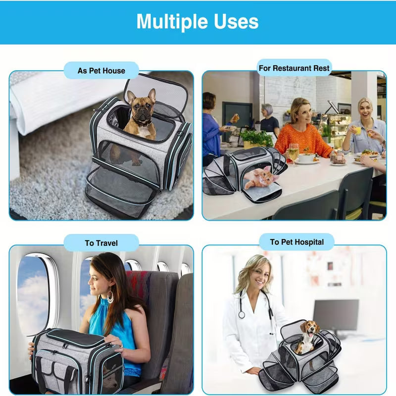 Airline-Approved Expandable Pet Carrier – Soft-Sided with Removable Fleece Pad