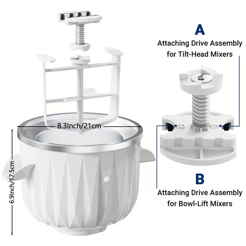 2-Quart Ice Cream Maker Attachment – Compatible with KitchenAid Stand Mixers