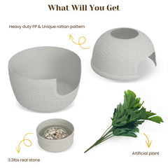 Hidden Cat Litter Box Furniture – Rattan-Style, Waterproof & Easy-Clean Design
