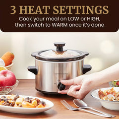 2QT Slow Cooker – Adjustable Temperature with Dishwasher-Safe Glass Lid