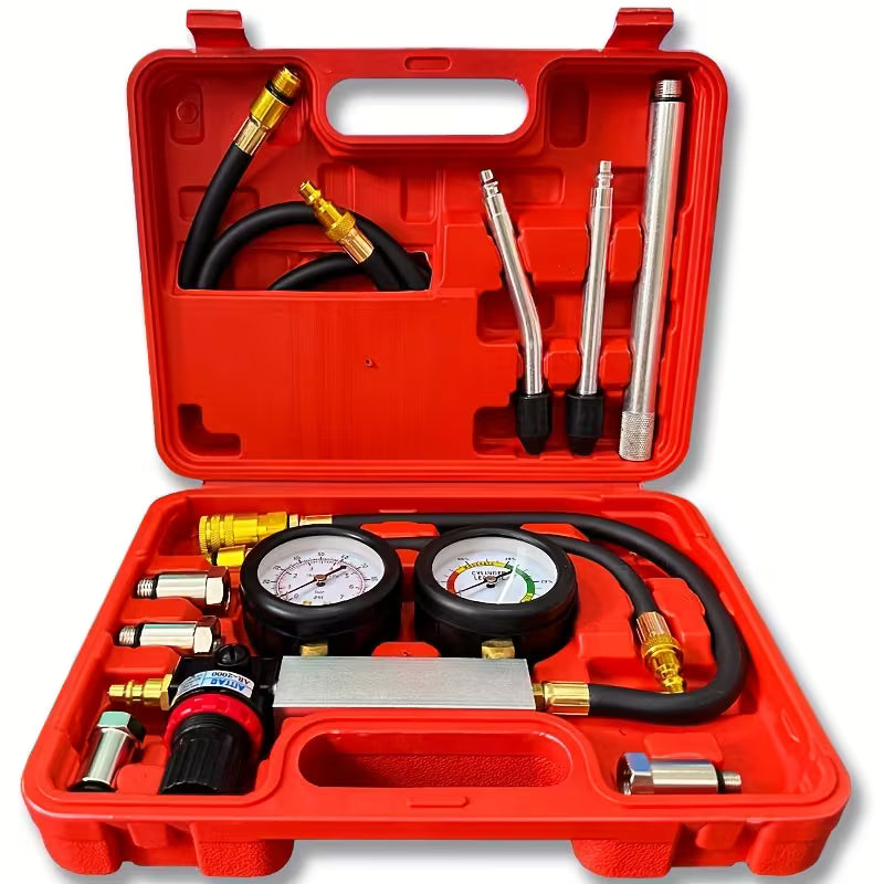 Engine compression and cylinder leak tester kit