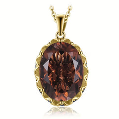 925 silver oval smoky quartz pendant necklace