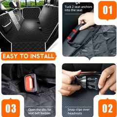 Nylon Dog Car Seat Cover – Waterproof, Scratchproof Pet Hammock with Mesh Windows & Pockets