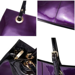 Women's Patent Leather Luxury Tote Handbag side view