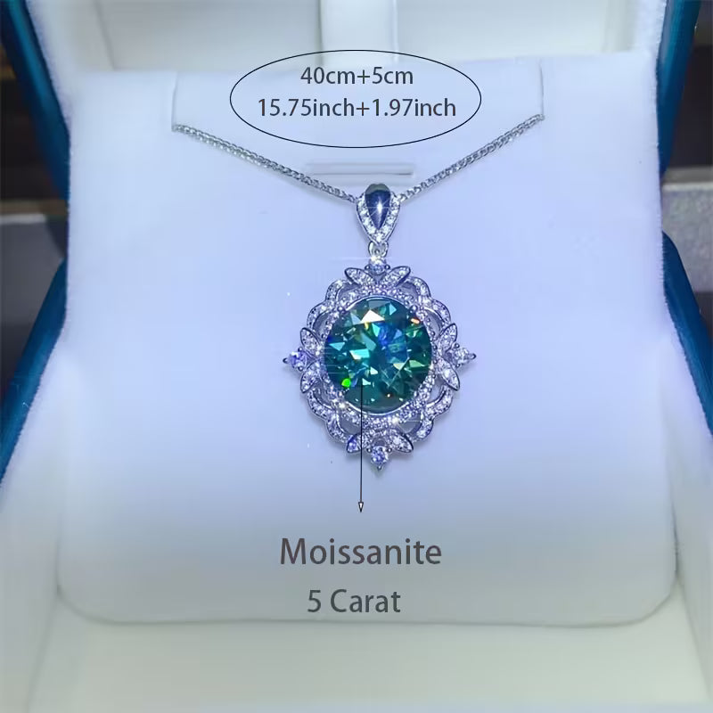 S925 silver 5 carat green moissanite pendant