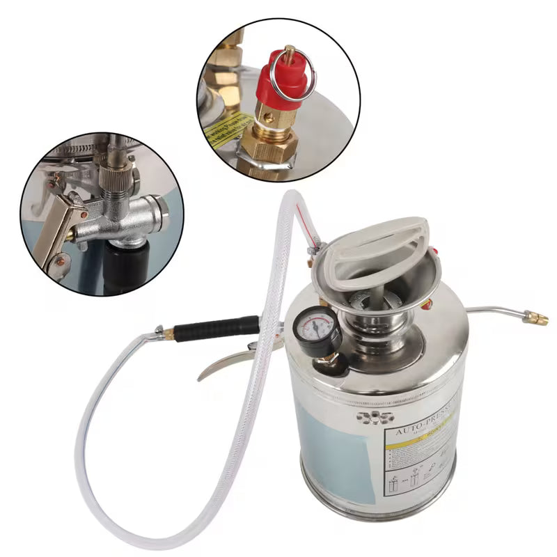 1-Gallon Stainless Steel Hand Pump Sprayer – 12" Wand with 3.3FT Hose