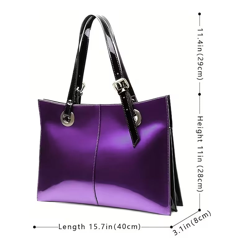 Women's Patent Leather Luxury Tote Handbag elegant design