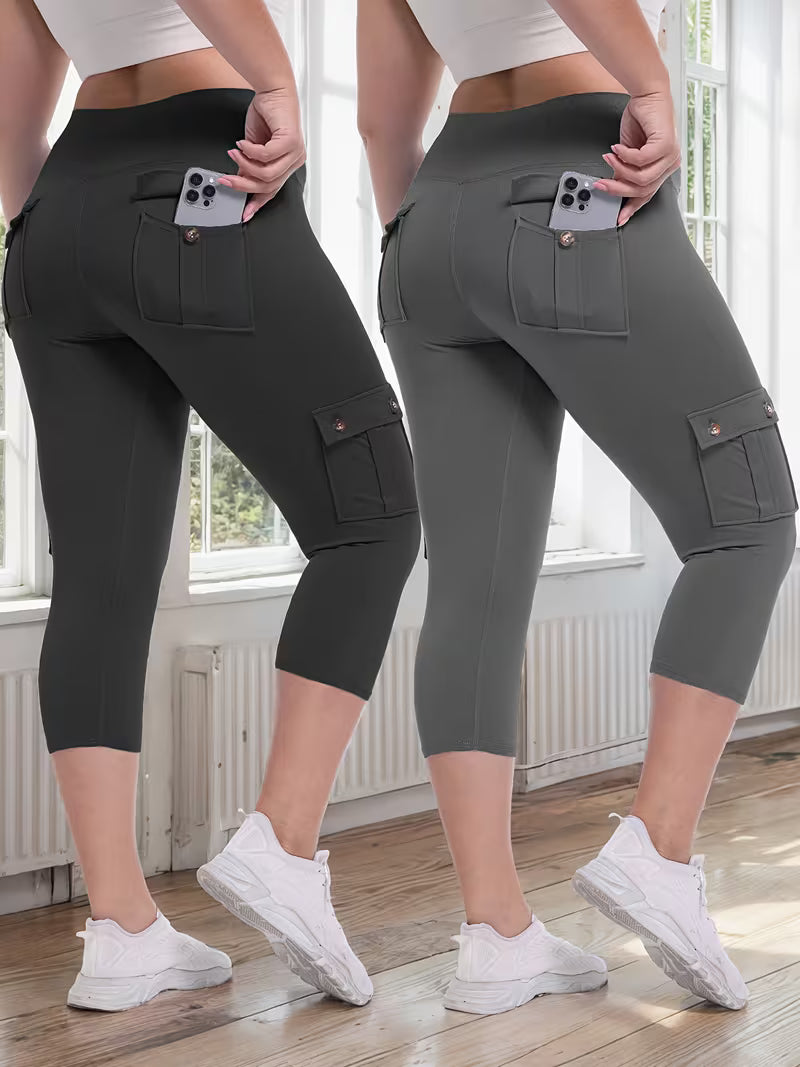 High-waist yoga capri pants with tummy control