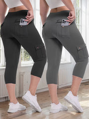 High-waist yoga capri pants with tummy control